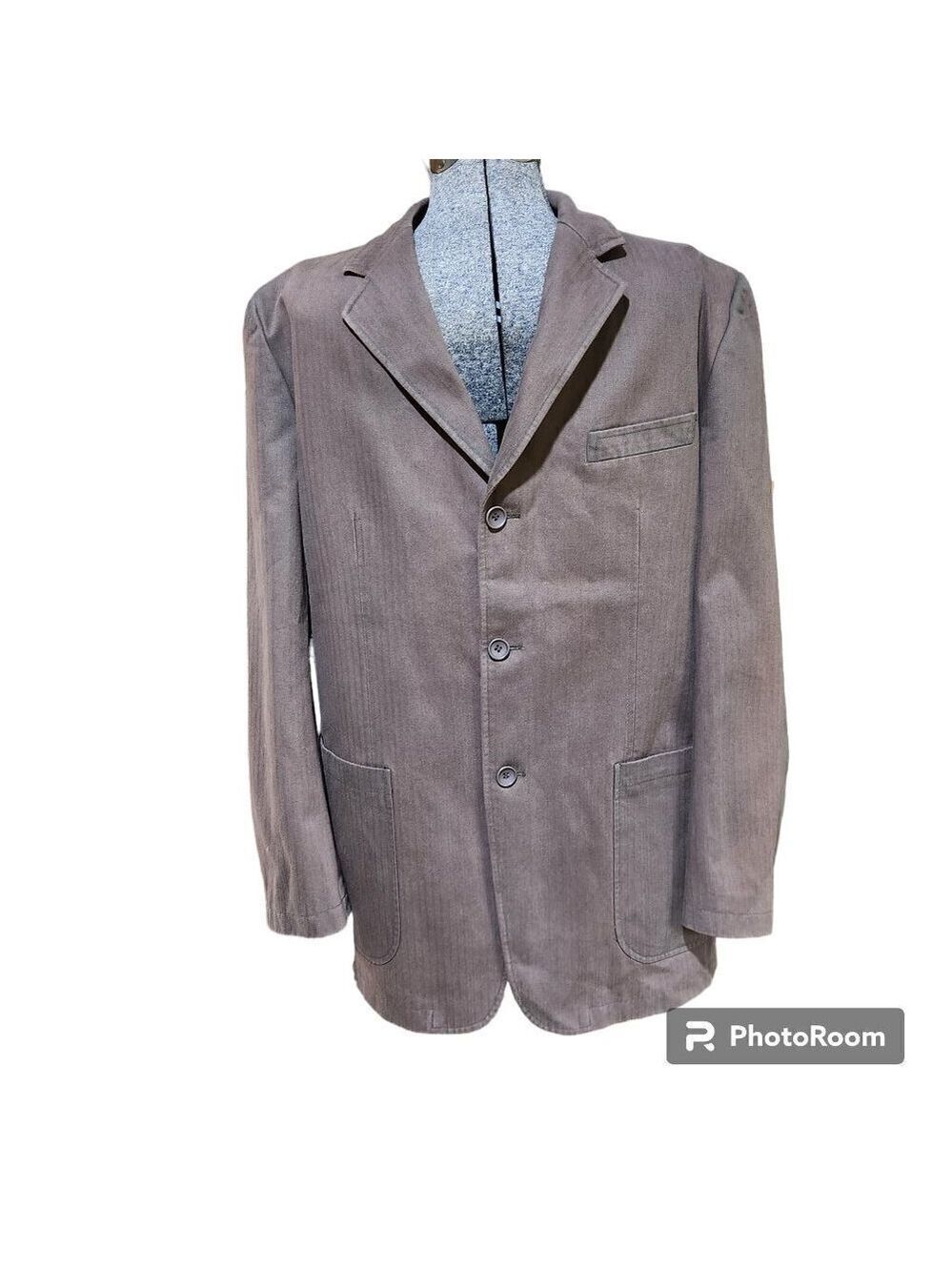 Y2K Cotton Reel Sports Coat Men's Size LG Blazer Brown 3 Button Long Double Vent